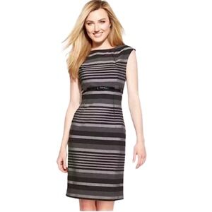 Calvin Klein Black and Gray Striped Dress